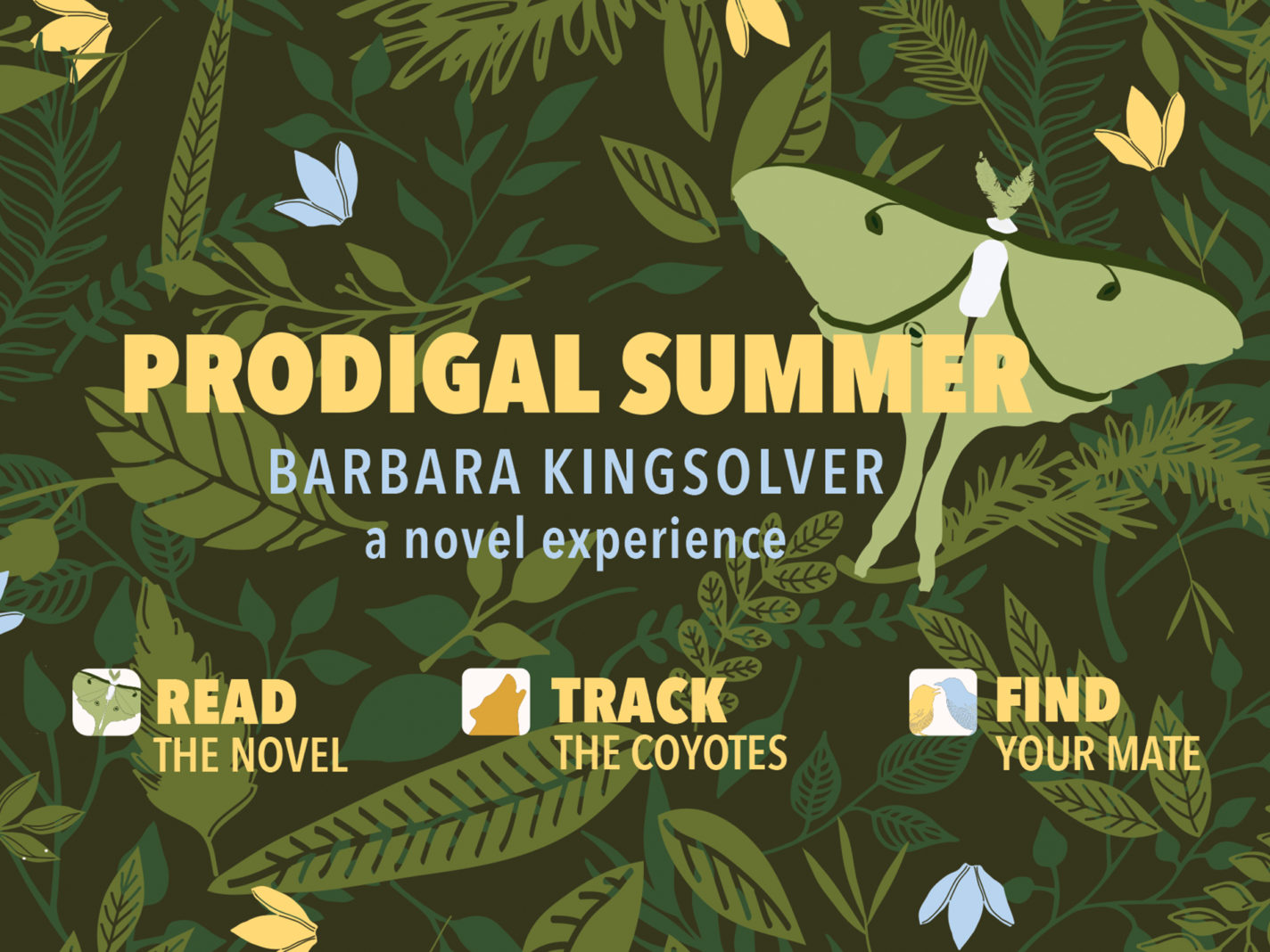 A design for a reading experience application home page, showing the three ways to enter the novel